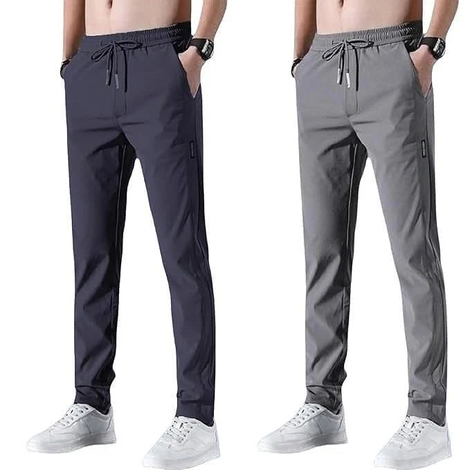(Buy 1 Get 1 Free) Premium Men's High Stretch Skinny Lycra Pants (Black + Grey)